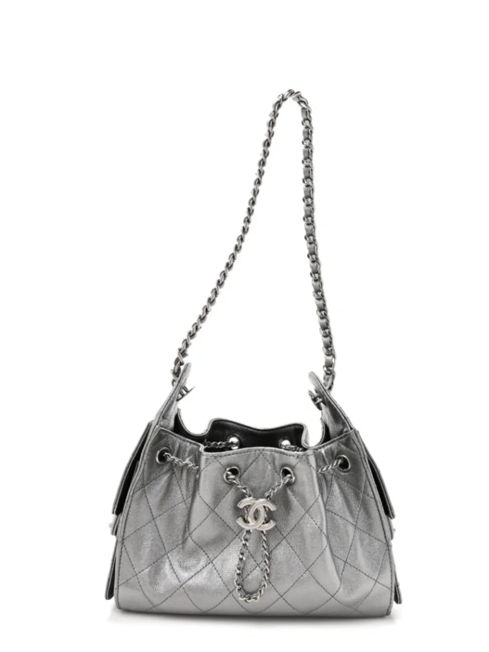 Anthracite Silver Metallic Mini Chanel 25